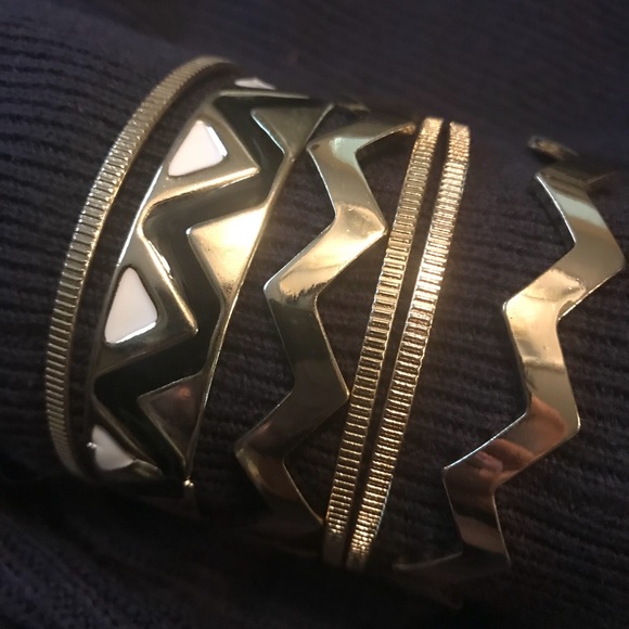 Jewelry - Black and Gold stack of bracelets